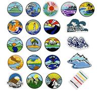 20 PCS Camping Patches Adventure Outdoor Embroidered Hiking Applique Iron on Sew on Patches for Backpacks,Pants,DIY Decoration Bags Jackets Vests Coat Uniforms Clothes Jeans Dress Hat
