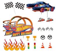 20 Pcs Car Cake Topper, Racing Auto Car, Happy Birthday Cake Decorations, Race Car Cupcake Toppers for Girl, Kids, Men Birthday Race Car Party Supplies