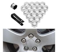 20 Pcs Car Wheel Nut Caps for Audi Q4 e-Tron SUV 2021 2022 2023 2024, Wheel Trims Bolt Caps Wheel Nut Covers Hexagonal Lugnut Covers Automotive Exterior Accessories,Silver-17mm