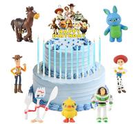 20 Pcs Cartoon Birthday Candles Mini Figures Set, 12 Candles 1 Cake Toppers 7 Cupcake Toppers Figurines, Cake Decoration for Boys Girls Birthday Party Graduation Party