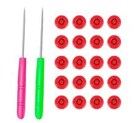 20 Pcs Caulk Cap Covers,Red CaulkCap,CaulkSaver Caps,Caulk NozzleCaps,Saving Sealer TubeCaps with 2pcs Reusable Piercing Needles for Finishing Sealing Preserving