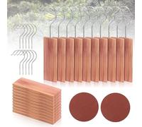 20 Pcs Cedarwood Moth Repellent Long Lasting Cedar Block with Metal Hooks and Sandpapers for Wardrobes and Closets Drawers