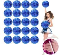 20 PCS Cheerleading Pom Poms, 25cm Cheerleader Pompoms with Baton Handle Cheering Squad Pompoms for School Dance Sports Team Spirit Cheering (Blue)