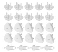 20 Pcs Child Three Hole Plug Socket Covers UK, Baby Safety Socket Cover with 4 Handle, Kids Safety 3 Pin Plug Protection for Switch Covers to Prevent Electric Shock for Home School Indoors (White)