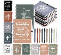 20 Pcs Christian Gifts Bulk Bible Verse Notebook Christian Pen Religious Spiral Notebook with Bible Verse Scripture Pen Prayer Notepad Bible Journal Bulk for Women Men Church Pastor Sunday School
