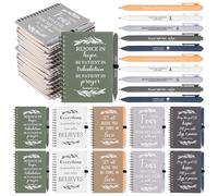 20 Pcs Christian Gifts Bulk Christian Spiral Notebook Bible Verse Ballpoint Pen Religious Inspirational Scripture Gift Prayer Journal for Women Men Church School Supplies
