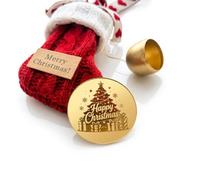 20 Pcs Christmas Cupcake Toppers Round Mirror Disc Cupcake Picks Gold Acrylic Cake Toppers Cute Xmas Tree Design Dessert Decorations for Winter Holiday New Year Party Supplies