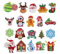 20 pcs Christmas Iron on Patches Santa Claus Snowman Christmas Tree Sew on Applique Embroidered Patch DIY Decorative Repair Patches for Clothing Christmas Gifts Xmas Decals
