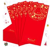 20 Pcs Christmas Red Envelopes, 9 x 18 cm Large Holiday Money Gift Envelopes, Elegant Gold Foil Christmas Tree, Santa Claus and Snowman Design Packets for Xmas Presents, Weddings, Birthdays