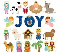 20 PCS Christmas Window Decor Nativity Thick Gel Clings Religious Christian Decoration Jesus Birth Window Clings Decals for Kids Toddlers Home Airplane Xmas Yuletide Party Classroom Nursery
