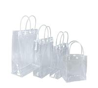 20 Pcs Clear Gift Bags with Handles,Large Plastic Goodie bag,Transparent PVC Wrap Bag,Reusable Gift Wrapping Bag for Bridal Party Shower Wedding Birthday Christmas (26 * 31 * 8cm,10)