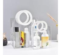 20 Pcs Clear Gift Bags with Handles,Transparent PVC Wrap Bag,Large Plastic Tote bag,Reusable Shopping Bags for Bridal Party Shower Wedding Birthday Christmas Halloween (Round 10Pcs,White)