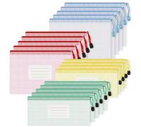 20 PCS Clear Mesh Zipper Pouch Bags Waterproof, 4 Colors A5 A6 Reusable Ziplock Pencil Pouch File Bag with Tags Toy Organizer Puzzle Board Game Storage Classroom School Teacher Office Supplies Toolbox