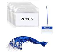 20 Pcs Clear Plastic ID Card Holders with 20 Neck Lanyards | Horizontal, Sealable & Waterproof Name Badge Holders for Office, School and Event Use. Loopunk