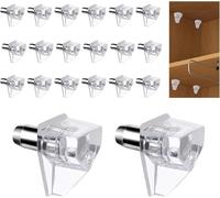 20 PCS Clear Shelf Support Pegs - Durable Cupboard Shelf Pins with Steel Studs - Ideal Replacement Pegs for Kitchen Cabinets, Bookcases & Furniture Shelving (5mm)