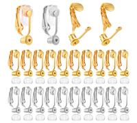 20 Pcs Clip On Earring Converter, with 20 Pcs Silicone Comfort Pads, Convert Pierced Earrings to Non-Pierced Clip On for Pain-Free Wearing, Silver & Gold Tone