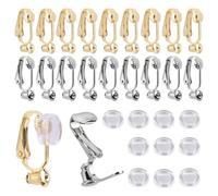 20 Pcs Clip-On Earring Converters with 20 Pcs Silicone Earring Pads, Pierced Earrings to Clip On, Earring Clips for Non Pierced Ears, Comfort Pads (Gold Silver)