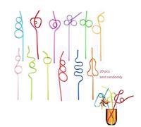 20 Pcs Colorful Reusable Drinking Straws Curly Straws Crazy Straws for Kids/Adults/Home/Party (Colors and Styles are Sent Randomly)