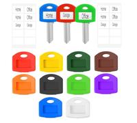 20 Pcs Coloured Key Covers, Key Coloured Caps with Labels | With Blank Printed Label, Key Tags Identifiers for House Keys, Silicone Key Protectors
