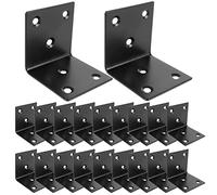 20 PCS Corner Brace 2 X 2 Inch Stainless Steel L Bracket Heavy Duty Black Large Joint Right Angle 90 Degree Fastener for Wood Furniture Cabinet Drawer Bed Chair