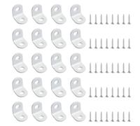 20 Pcs Corner Bracket 20 × 20mm, White Right Angle Bracket 90 Degree Carbon Steel L Corner Brace for Wood Furniture Fixation