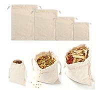 20 Pcs Cotton Drawstring Bag 4 Sizes, Reusable Muslin Bags, Soft and Breathable Cotton Bags, Drawstring Pouch for Kitchen Food Storage, DIY, Painting, Rubbing, Sachets, Gift Wrapping