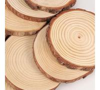 20 Pcs Craft Wood Kit, Wooden Circles，Unfinished Natural Wood Slices, Tree Slices with No Hole, DIY HandcraftsArts,Centerpieces,Ornaments, Party(Size:10-12cm（3.9-4.7in）)