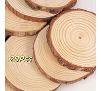 20 Pcs Craft Wood Kit, Wooden Circles,Unfinished Natural Wood Slices, Tree Slices with No Hole, DIY HandcraftsArts,Centerpieces,Ornaments, Party(Size:7-8cm(2.8-3.2in))