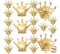 20 Pcs Crown Balloons Gold Foil Crown Shape Balloons for Wedding Baby Shower Halloween Christmas and Princess Birthday Decorations - Foil Gold Balloon Crowns for Decorations Royal Theme Party Supplies