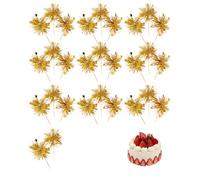 20 Pcs Cupcake Toppers,Cake Decorations Birthday Cocktail Star Gold Picks Sparklers Stars Topper Centerpiece,Golden Fireworks Foil,for Sparkler Candles Base Graduation Day Table Cup Firework Decora