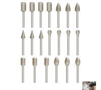 20 PCS Diamond Grinding Bit Set, Diamond Burr Bits with 3mm Shank Compatible With Dremel, Stone Carving Polishing Engraving Grinding Drilling Bits Rotary Tool Accessories, Compatible with Stone, Glas