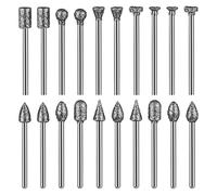 20 Pcs Diamond Grinding Burr Bit for Dremel Rotary Tool 1/8 Inch 3mm Diamond Drill Head Handle Carving Set for Jade Glass Jadeite Ceramic Mahogany Stone Hard Object Crafts Polishing Engraving