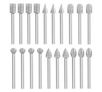 20 Pcs Diamond Grinding Burr Bit Set 60 Grit, Diamond Burr Bits Rotary Tool Accessories, 1/8 Inch Shank for Stone Ceramic Glass Metal Marble Jade Carving Polishing Sanding for DIY and Craft Projects