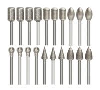 20 Pcs Diamond Grinding Burr Bit Set for Rotary Tool - TRACOMPAN 1/8" Shank 120-Grit Diamond Grinding Bits | Diamond Art Accessories for Stone, Glass, Ceramic & Metal Polish Carve Engrave