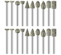 20 Pcs Diamond Grinding Heads, Rotary Tool Bits, Stone Carving Tools Diamond Drill Bits for Glass Suitable for Cemented Carbide High Speed Steel Ceramics Glass Stone Gemstone Agate