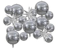 20 Pcs Disco Ball Balloons Set, Silver Foil Decor with 22 Inch 4D Star and Mirror Styles for Graduation, New Year, Disco Parties