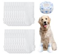 20 Pcs Disposable Dog Socks, Dog Shoes Stop Licking Waterproof Dustproof, Pet Socks for Dogs Paw Bandage Cover Indoor & Outdoor Walking, Pet Foot Cover With Self-adhesive Bandage,Suit for 16~25lb