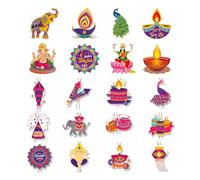 20 Pcs Diwali Decorations for House,Diwali Rangoli Hanging Decoration,Indian Home Pendant Ornaments Gifts,Diyas Lantern Candles Patterns Festival Hangings Sign for Wall Door Office Pooja Decor Items