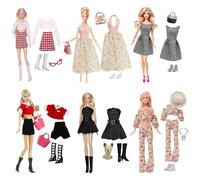 20 Pcs Doll Clothes 11.5 inch Doll Include Everyday Casual Party Dresses Pack 6 Set Doll Clothes 3 Handbags 6 Pairs of Stylish Shoes 5 Accessories Girl Dolls Party Birthday