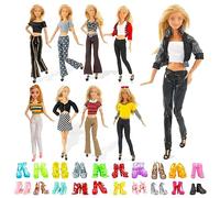 20 Pcs Doll Clothes and Accessories Compatible with 11.5inch Doll, Doll Accessories with 5 Blouse 5 Trousers 10 Shoes for 11.5inch Girls Doll Birthday Gifts Children's Day Gift, in Random