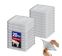 20 Pcs Double Layer Wire Cleaning Cloths Dishcloths for Washing Up 20x20cm Non Scratch Multipurpose Stainless Steel Wash Cloth Dishwashing Rags Reusable Metal Mesh Washing Dishcloth for Kitchen