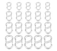 20 PCS Double Opening Lobster Clasps 4 Sizes Stainless Steel Lobster Clasp for Necklace and Bracelet Connectors, Jewelry Making and DIY Repair, Charm & Chain Closure (Silver)