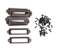 20 PCS Drawer Label Antique Style Label Holder Office Library File Drawer Tag Drawer Signs Shelf Shelves Drawer Name Card Label Holder Frames(Red Bronze)