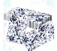 20 PCS Dusty Blue Floral Cocktail Napkins, Disposable Floral Paper Napkins for Wedding Party Bridal Shower Baby Shower Birthday Dinner Tea Party Kitchen