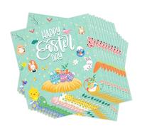 20 Pcs Easter Napkins Easter Paper, Disposable Paper Napkins, Spring Themed Serviettes Tissue with Egg Bunny Rabbit Chick Patterns for Luncheon Dinner Tea Party Table Decorations Supplies(33cm)