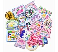20 Pcs Embroidered Colour Bible Quotations Patch Sew on/Iron on English Graffiti Embroidery Emblem Patches Sewing Applique Decoration Accessory for Clothes,Jeans,Backpacks,Jacket,Vest,T-Shirt,Hats