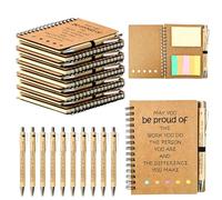 20 Pcs Employee Appreciation Gift Inspirational Spiral Notebook Bamboo Pen