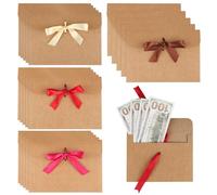 20 Pcs Envelopes with Ribbon, Brown Kraft Paper Envelopes, Vintage Bow Envelopes, Money Envelopes for Invitations, Greeting Cards, Festival Cards (17 x 12.3cm)
