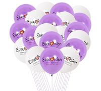20 Pcs Eurovision Party Decorations 2026 Balloons, 12-Inch Purple White England Flag Design Latex Balloons, Eurovision Song Contest Printed Balloon Decor for England National Day Party
