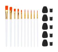 20 PCS Face Paint Brushes, Professional Face Painting Brush for Multi-Medium Art Creation, Ideal for Cosplay Events and Festival Makeup, Includes 10 Brushes with 5 Black Sponges and 5 Finger Sponges